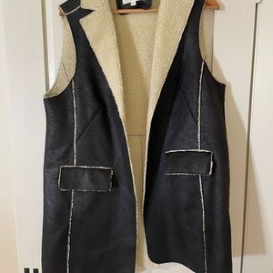 Two By Vince Camuto Faux Shearling Vest, Black, Sz L